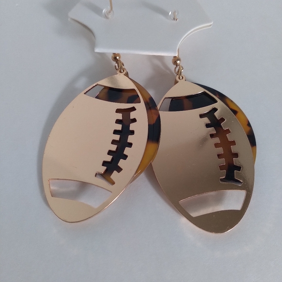 Football Acrylic/Gold Earrings - Picture 4 of 5